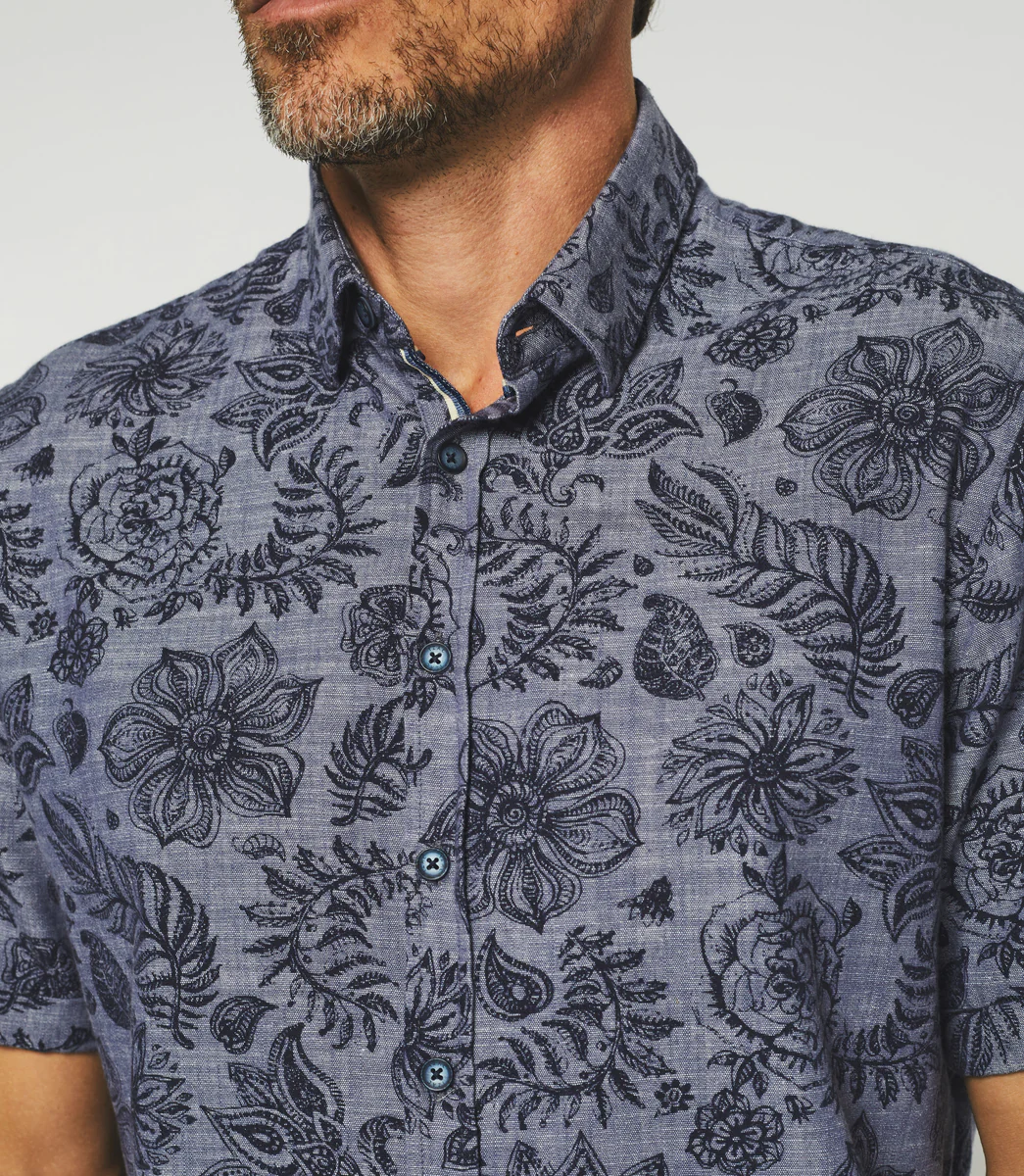 Chemise manches courtes bleu indigo 
