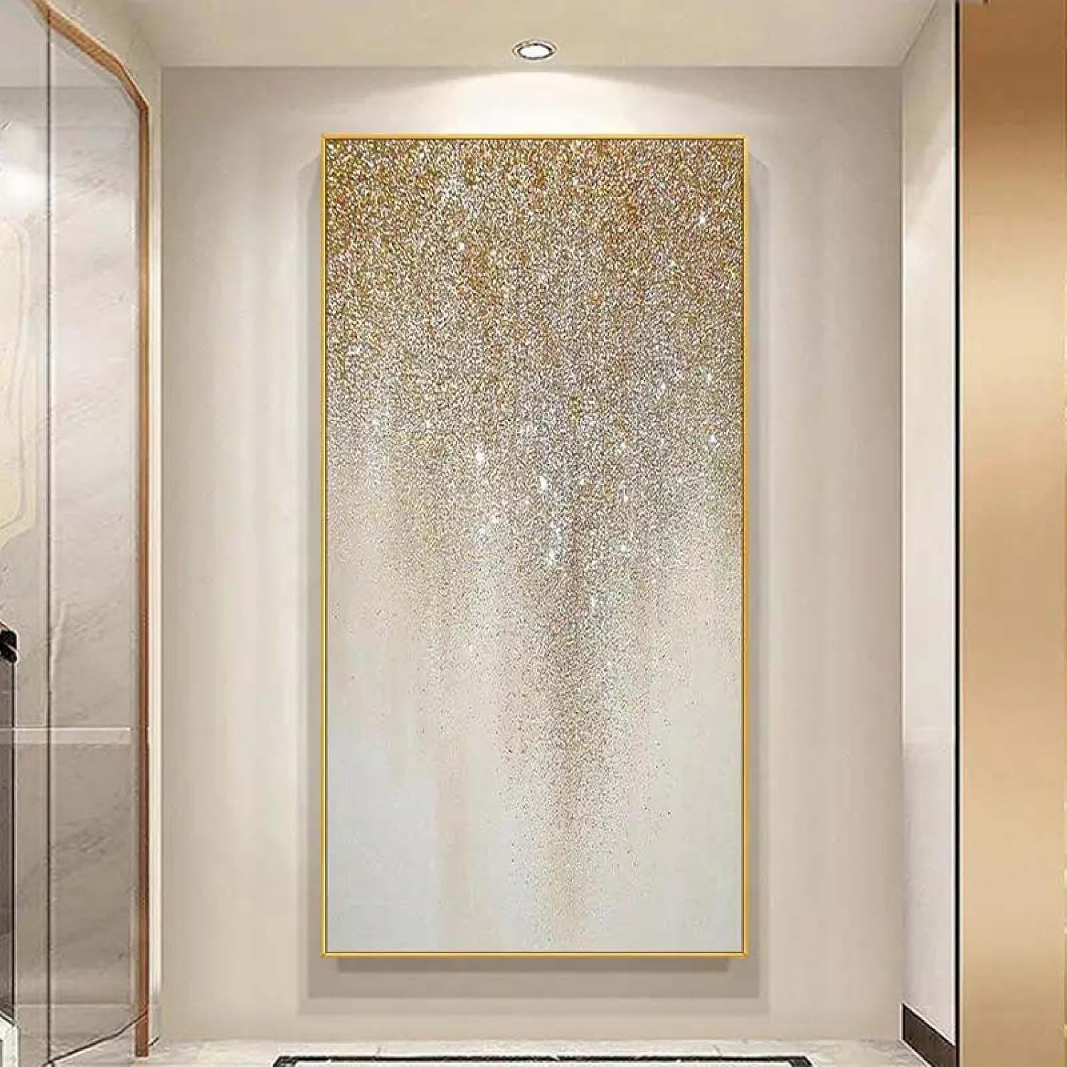 Bilder Abstrakt Gold Luxus Kunst 140x70 cm Groß Modern Leinwandbild Wohnzimmer Schlafzimmer Wandbilder Canvas Desing Wand Bild auf Leinwand Moderne Kunstdruck Wanddeko Aufhängefertig