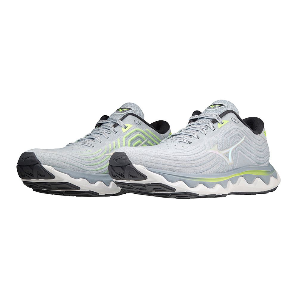 Mizuno WAVE HORIZON 6 - Chaussures running Femme heather/wht/neolime