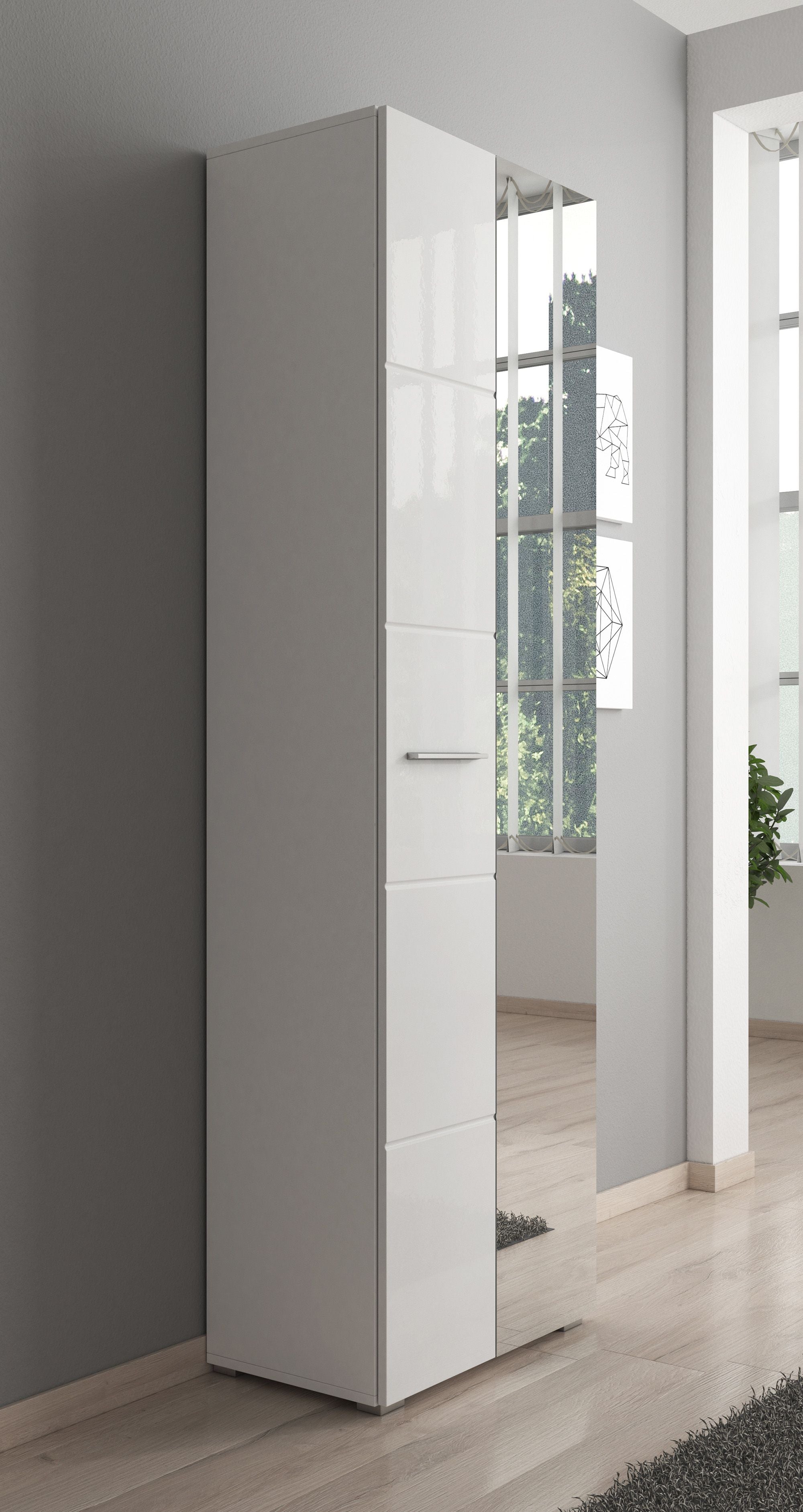 Bailey - Halkast 2-deurs - Wit - 60x35x192 cm