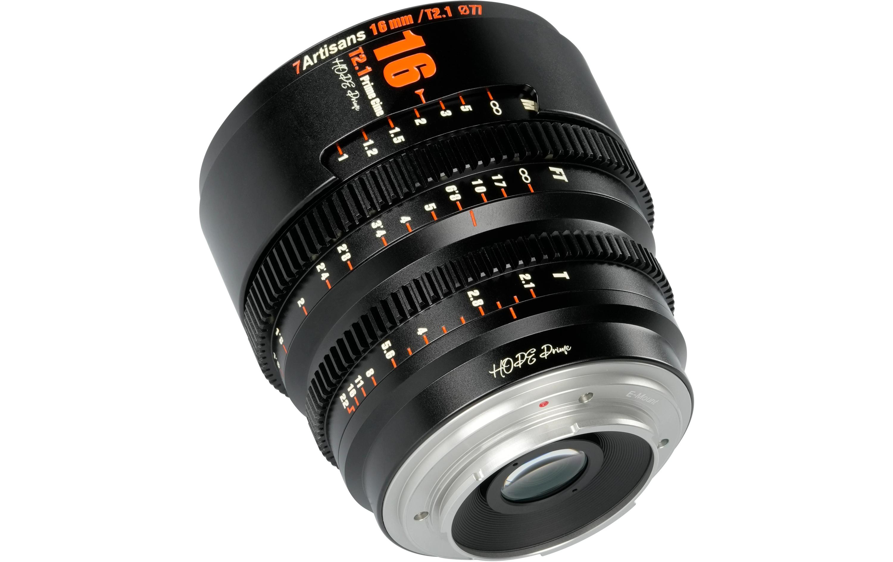 Festbrennweite 16mm T/2.1 – Sony E-Mount<br>Kompaktes, leichtes Objektiv für Kameras mit Super35-Sensoren
