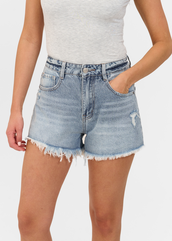 Boyfriend short sea blauw