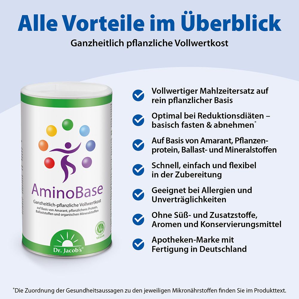Dr. Jacob's AminoBase Aminosäuren Protein Diät-Shake Fasten Kur vegan