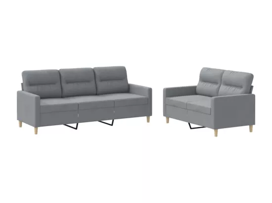 Ensemble de canapés 2 pcs avec coussins Gris clair Tissu