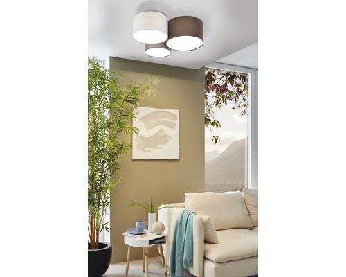 Plafondlamp, 3-lichts, 25,5x49,5x61 cm, Pastore antraciet/wit/bruin