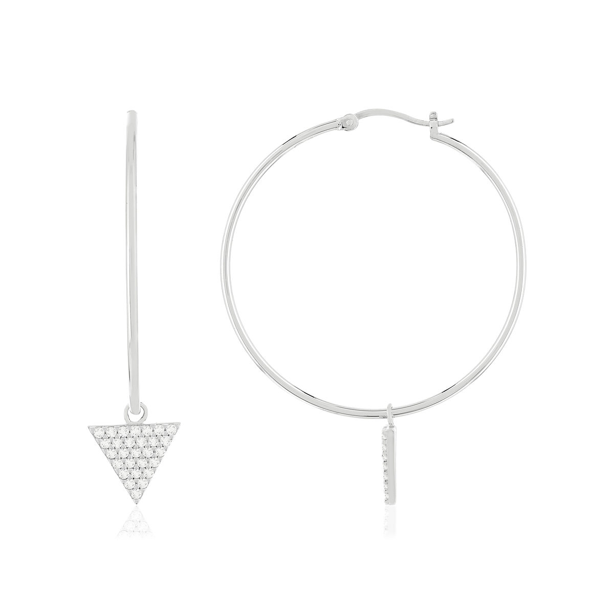 Créoles argent 925 zirconias, motif triangle
