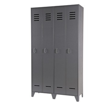 WOOOD lockerkast Stijn staalgrijs grenenhout 187 x 103 x 40 cm