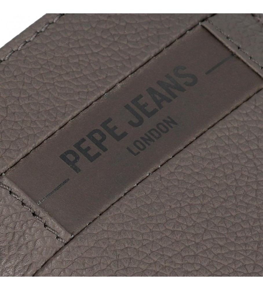Carteira Pepe Jeans Checkbox em couro cinza