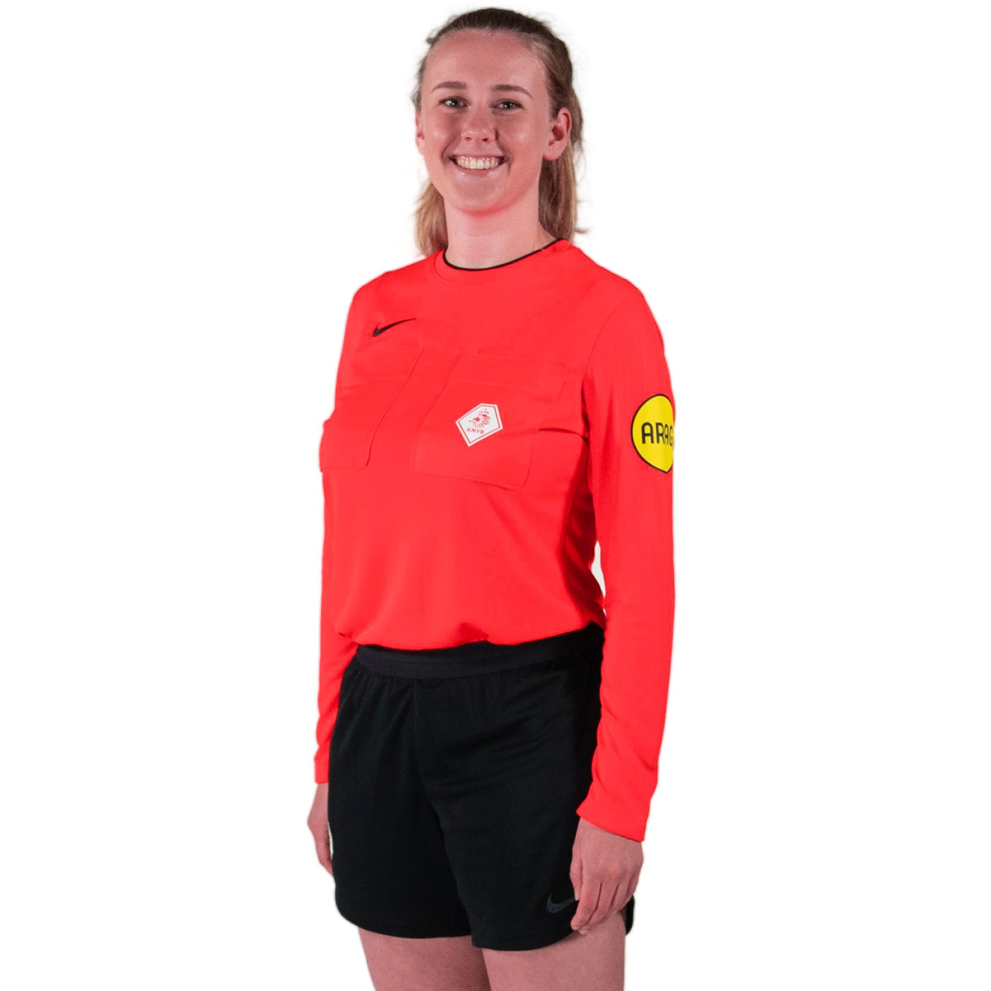Nike KNVB Scheidsrechterstenue Lange Mouwen 2024-2026 Dames Felrood Zwart