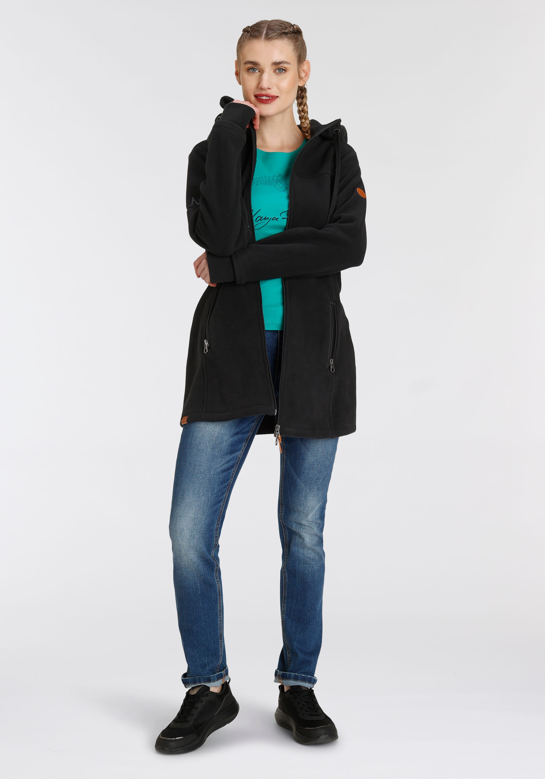 KangaROOS Fleecejacke mit Kapuze figurbetonter Schnitt,  mit Kapuze,  mit 2-Wege-Reissverschluss