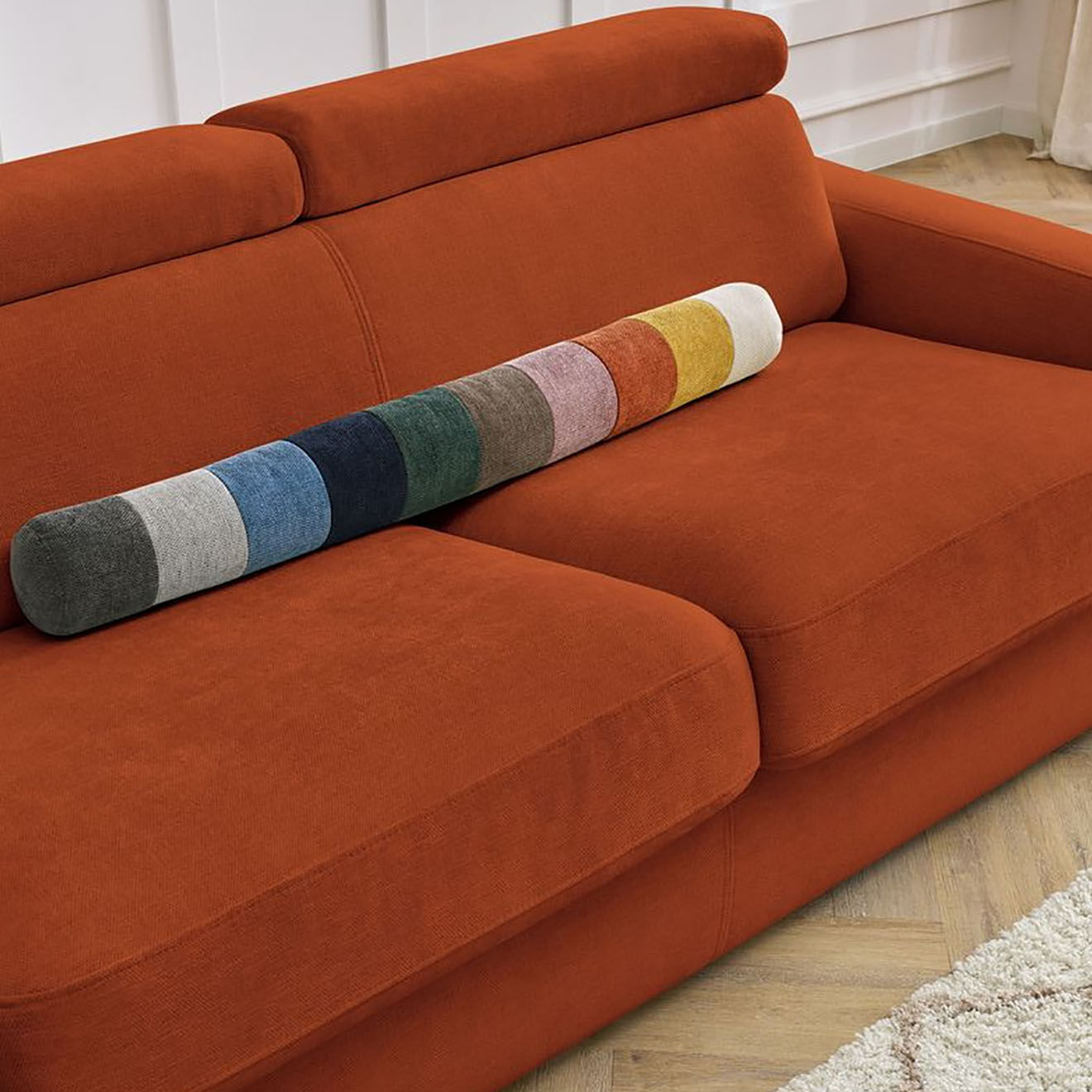 Bobochic Canapé convertible monaco ouverture express tissu lisse orange - 195x99 cm
