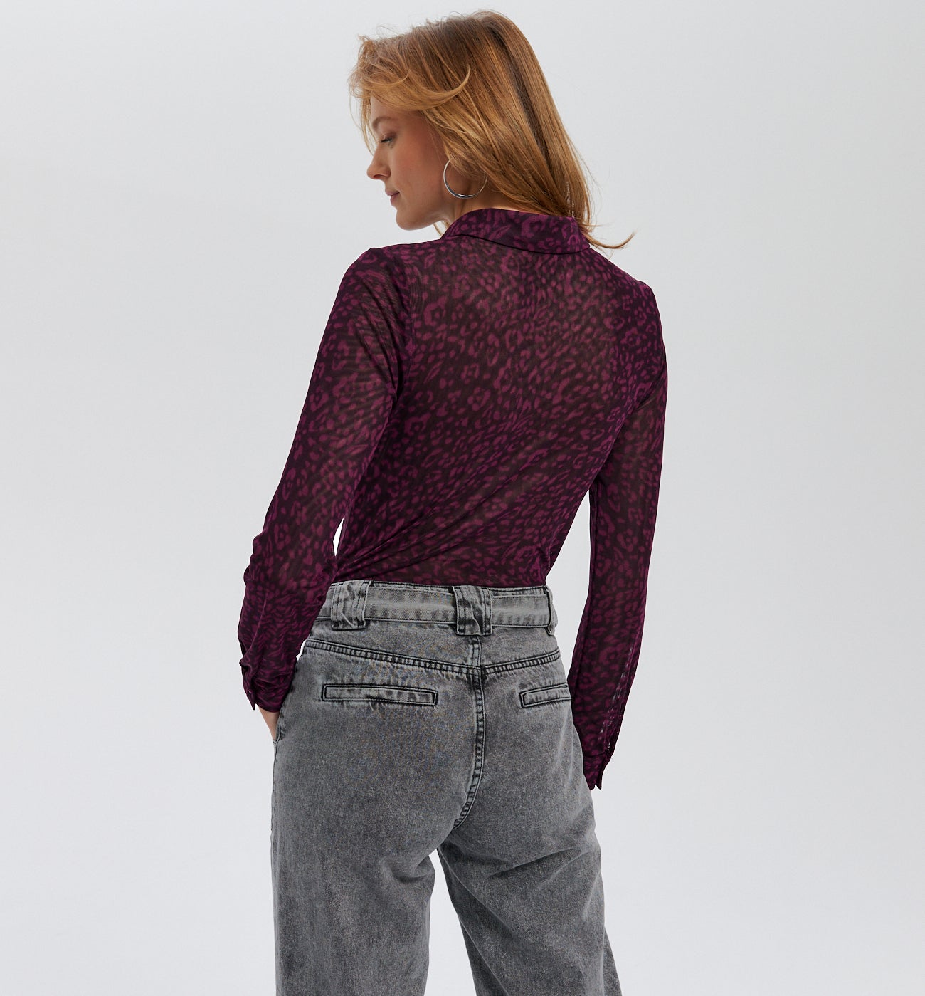 Chemisier en tulle Femme - Imprimé bordeaux