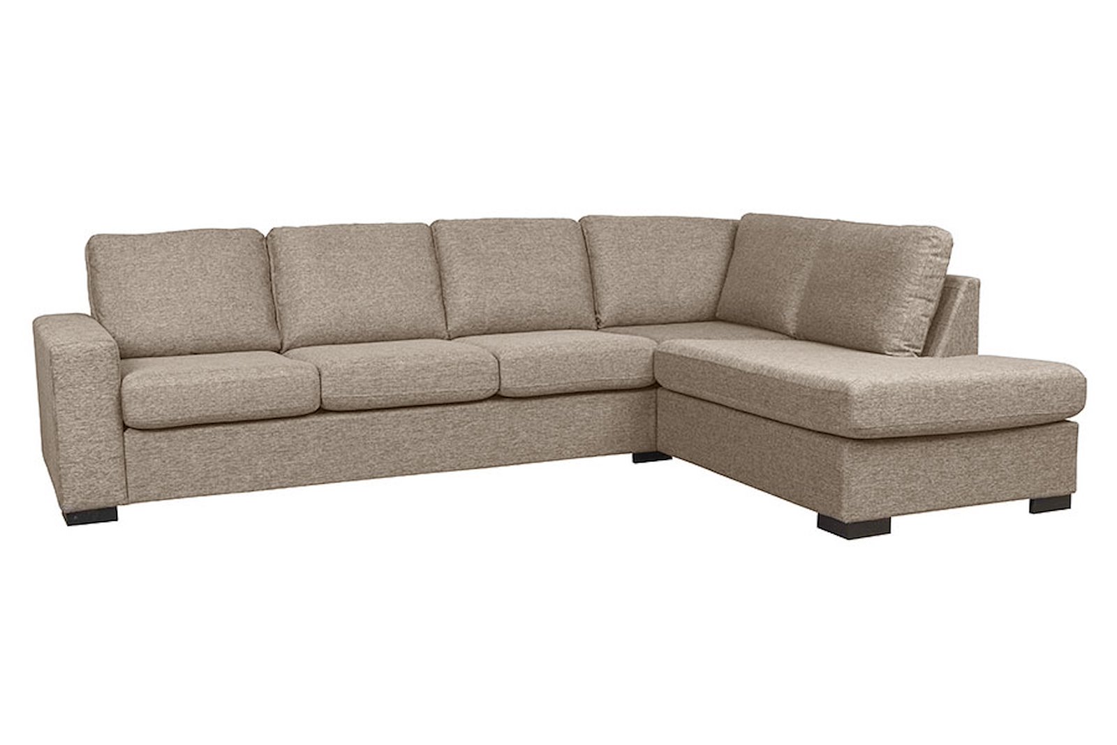 Max hjørnesofa 3-seter med åpen ende høyre i tekstill Hygge 11 beige med sorte ben