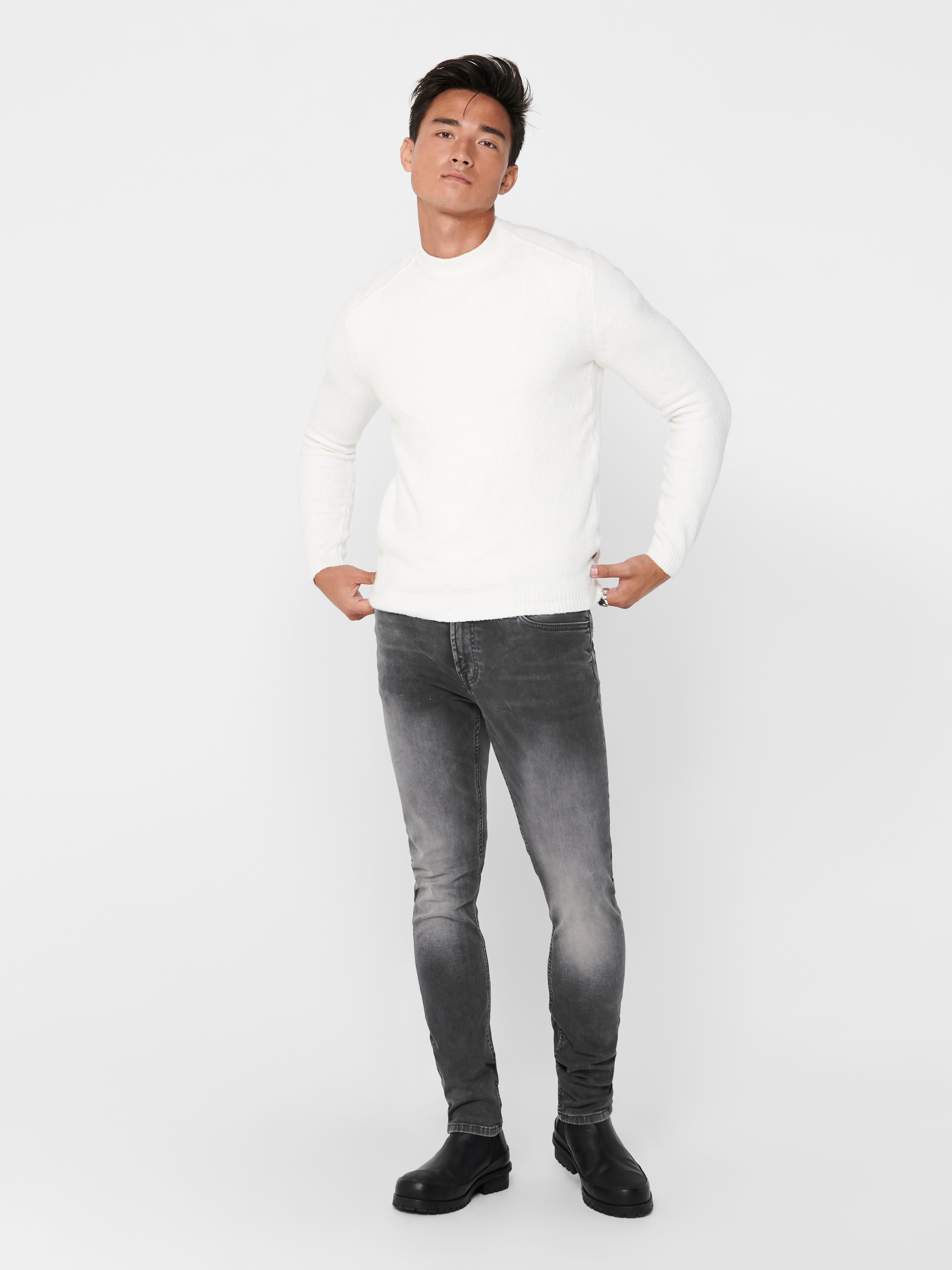 ONSLOOM Niedrige Taille Slim Fit Jeans Grey Denim