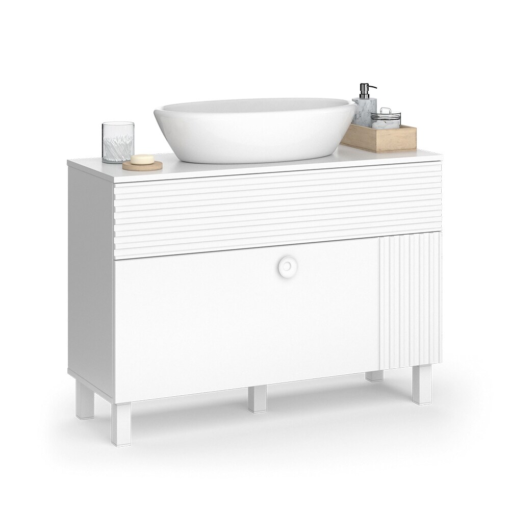 Vicco Waschtischunterschrank Sola 100,2 x 72,4 cm Weiß matt, modern, Badezimmer