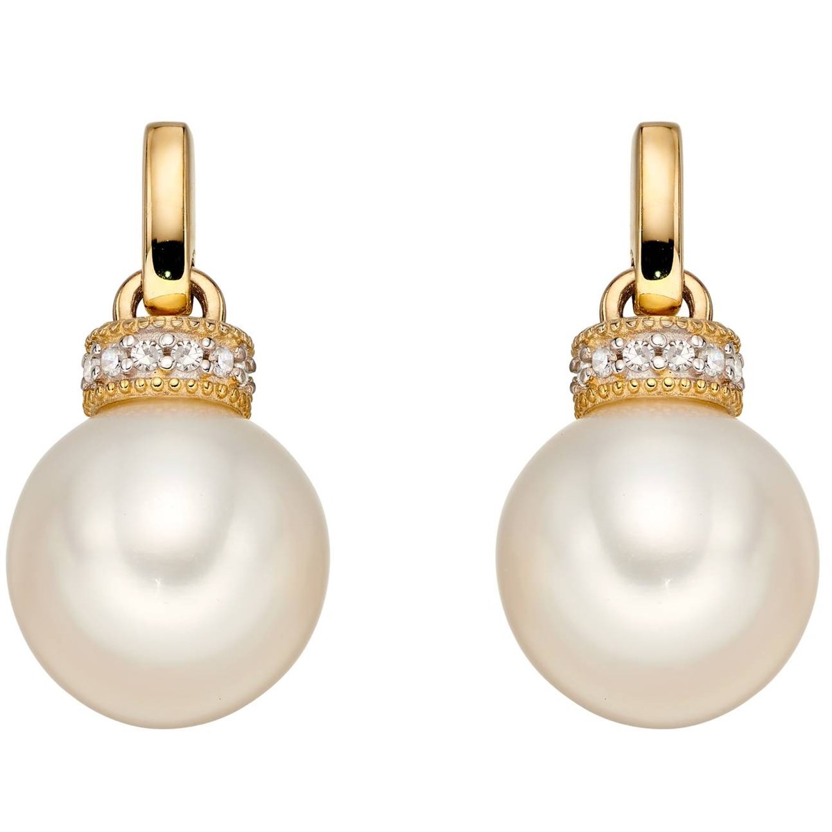 Boucle d'oreille perle et diamant en or 375/1000