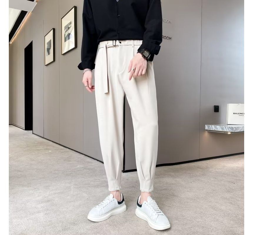 DuckleBeam - Mid Rise Plain Cropped Tapered Dress Pants