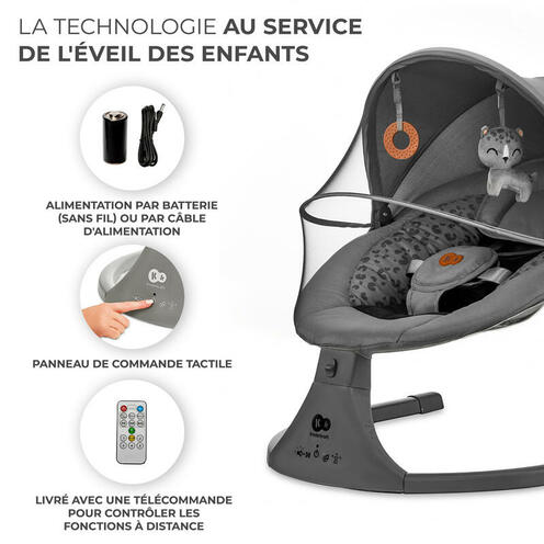 Transat balancelle électrique Lumi 2 grise foncée - Gris - KINDERKRAFT