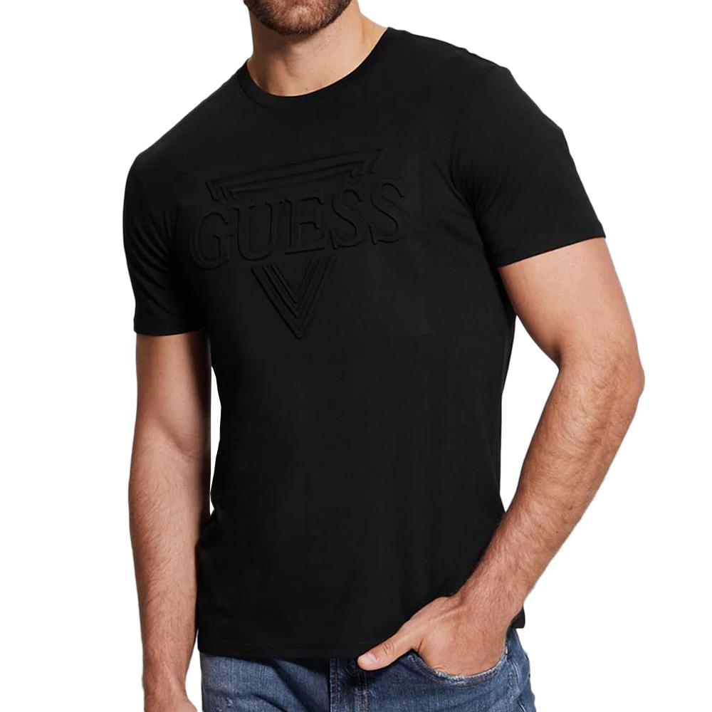 Guess T-shirt Noir Homme Guess Embossed