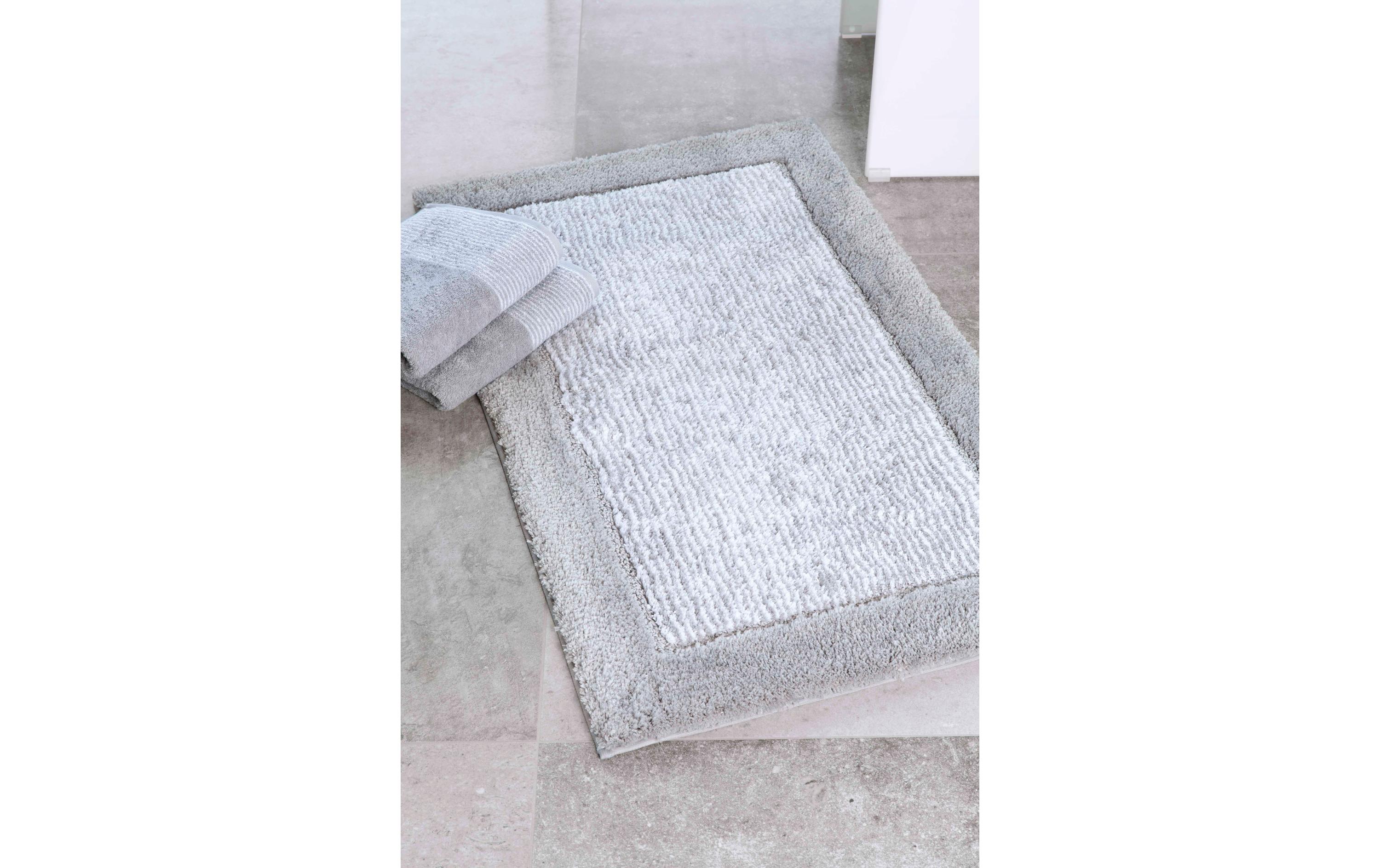 Badteppich Two Tone 60 x 100 cm, PlatinRutschfester Teppich für das Badezimmer