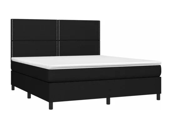 Sommier tapissier avec matelas et LED Noir 180x200 cm Tissu