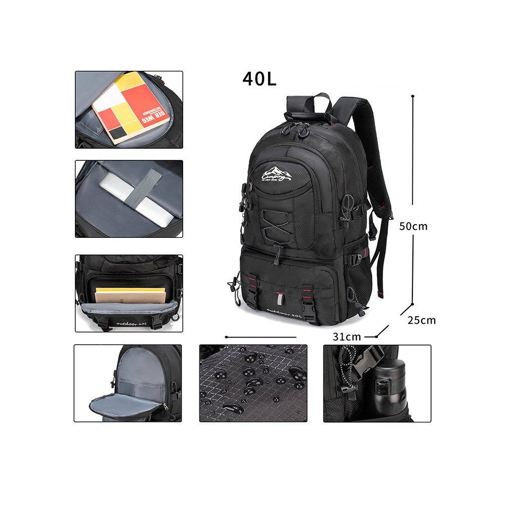 (40L) Outdoor Wander Camping Rucksack Wasserfester Reise Backpack - Schwarz