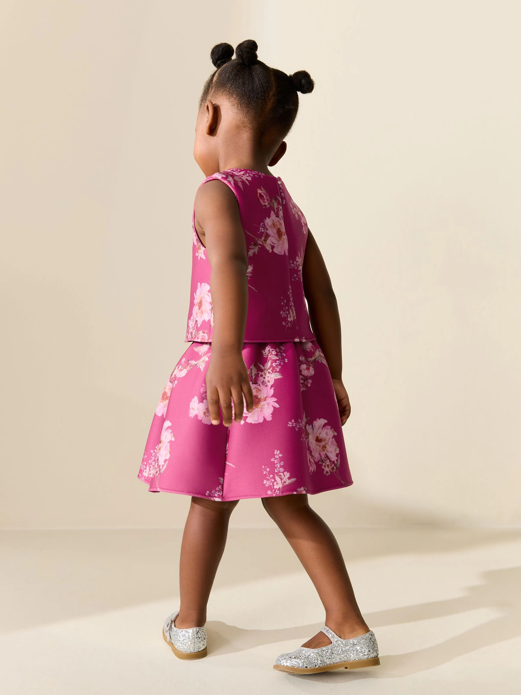 Rood bloemmotief - Set van scuba top en rok (3mnd -7jr)