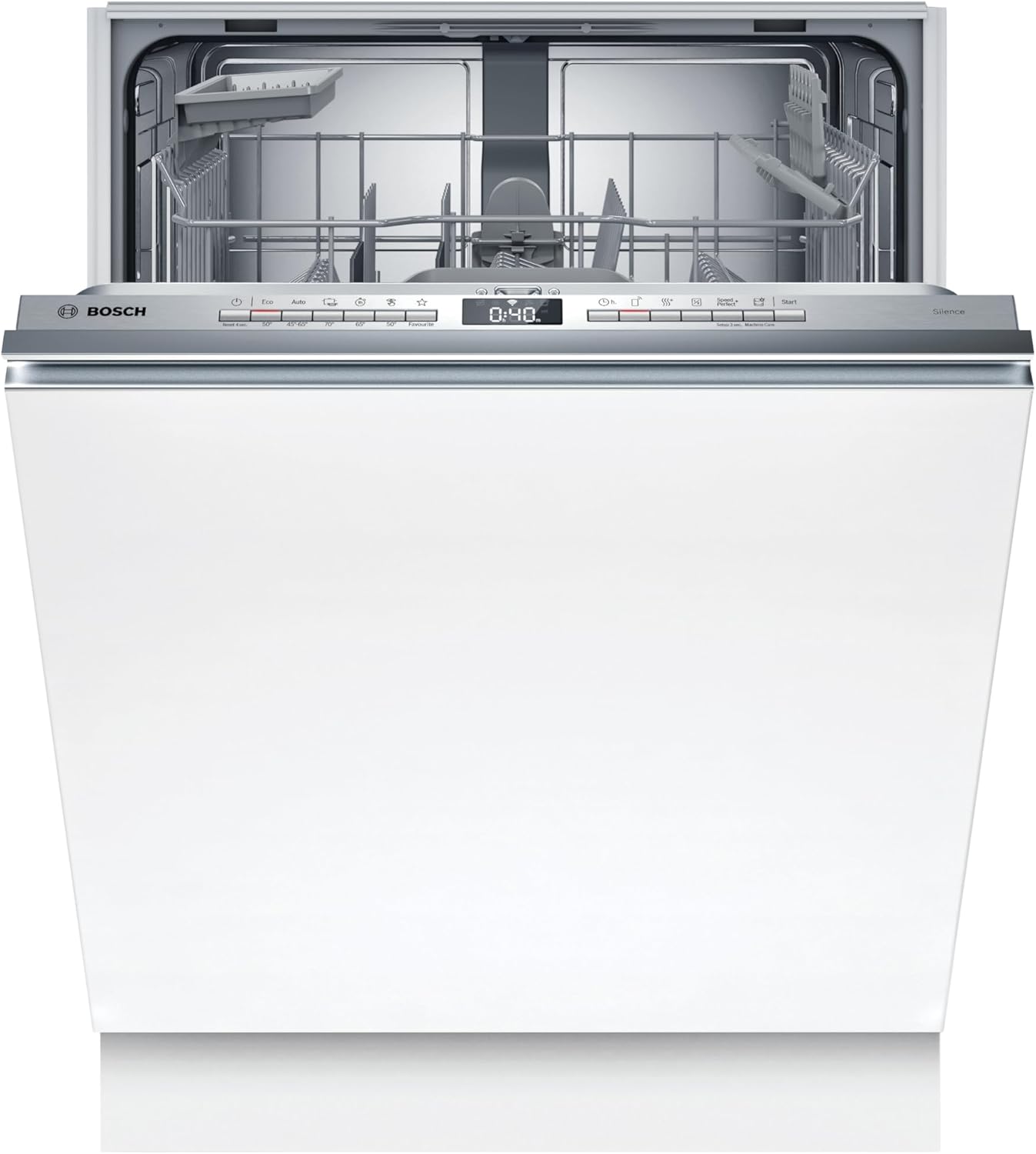 Bosch SMV4HTX14E Serie 4 Vollintegrierter Geschirrspüler, 60 cm, Smart Start, VarioFlex Körbe, Info Light, Geprüfte Hygiene Qualität, Silence Programm
