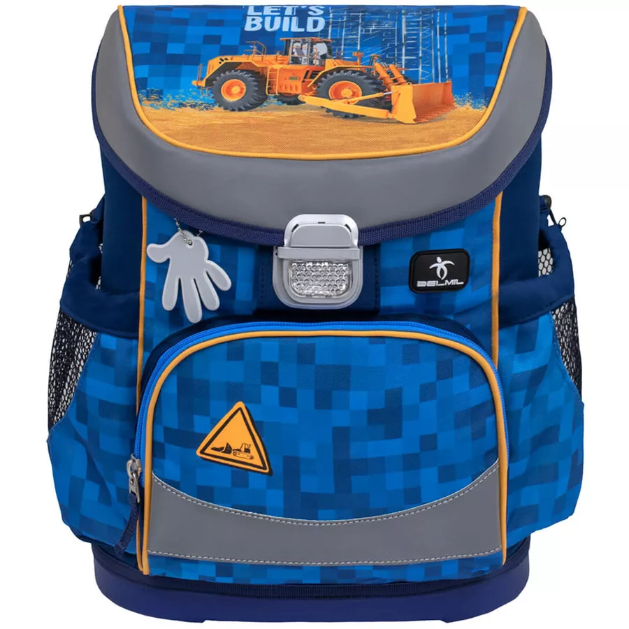Belmil Schulranzen Mini Fit Schulranzen Set 4-teilig mit Brustgurt Bulldozer