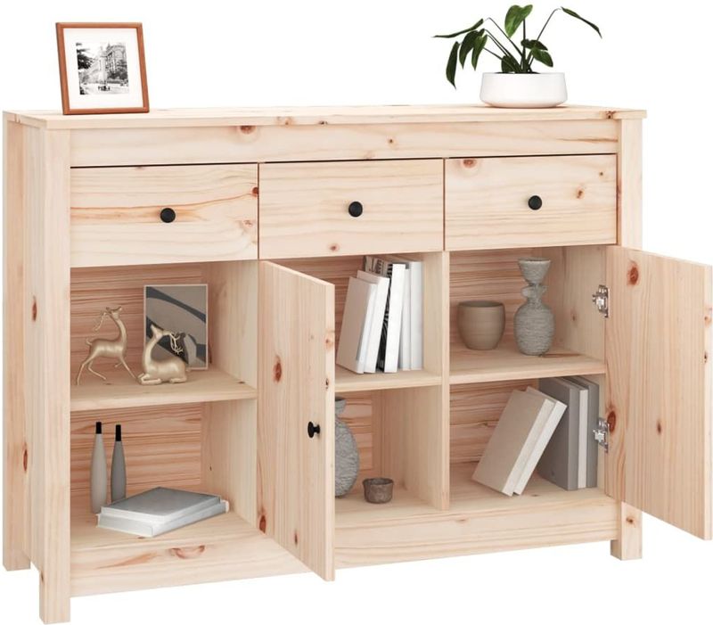 vidaXL - Dressoir - Massief Grenenhout - 3 Lades - 6 Vakken