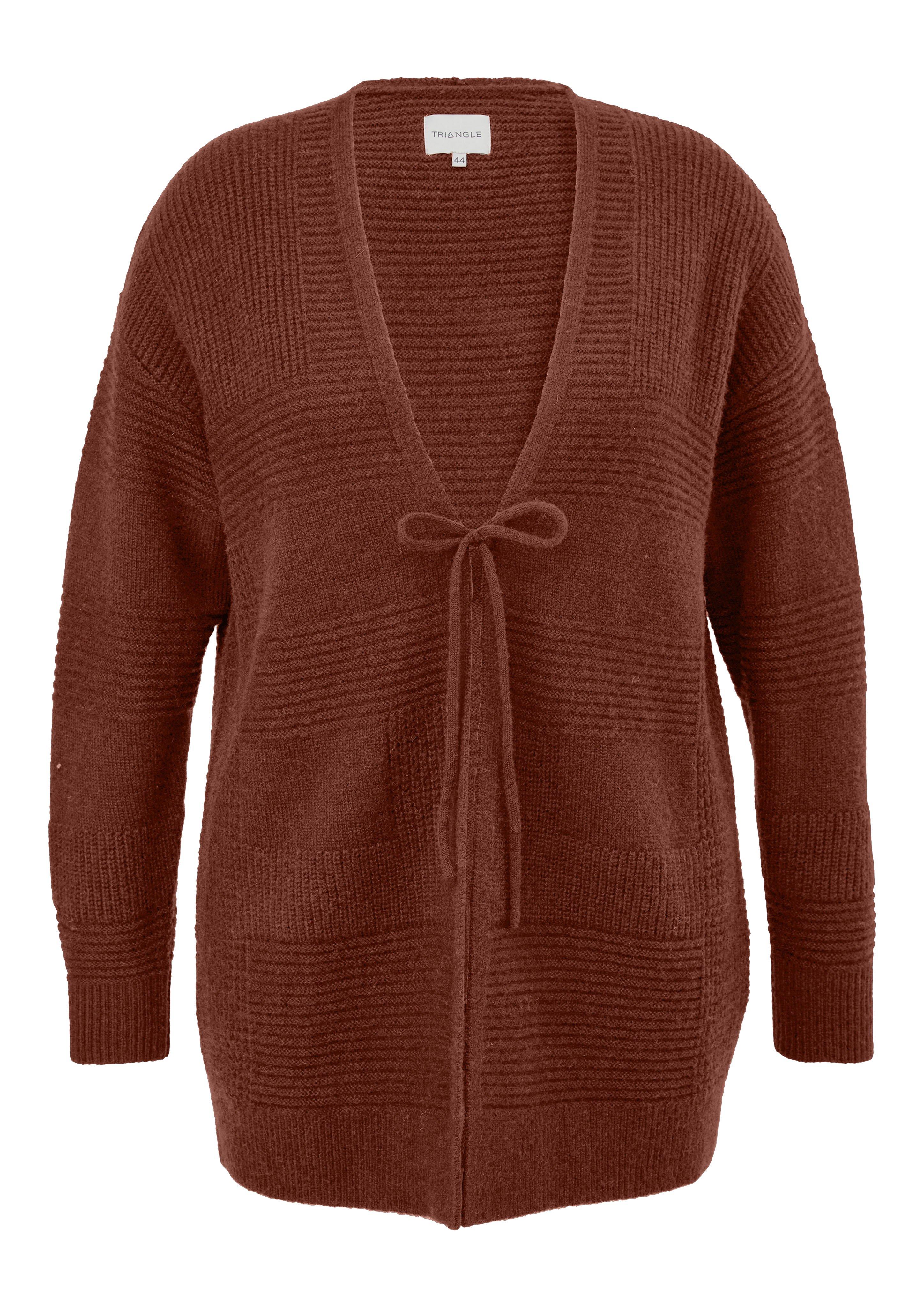 Strickjacke in Struktur-Optik, mit Bindebändchen