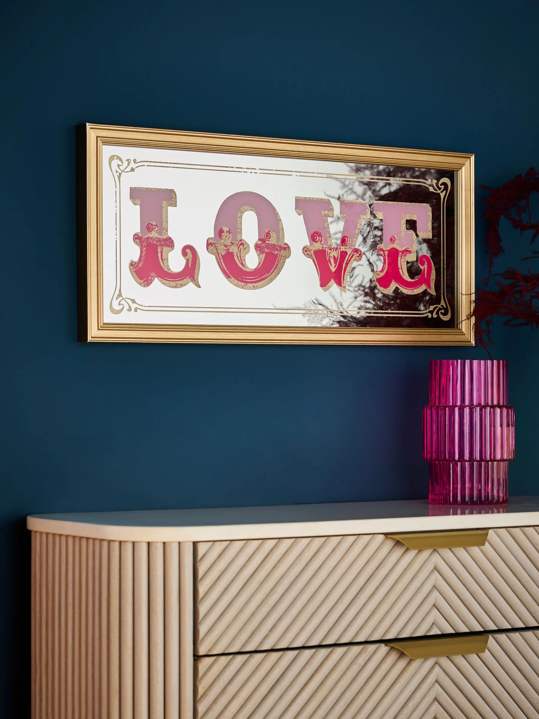 Love Mirror Slogan Wall Art