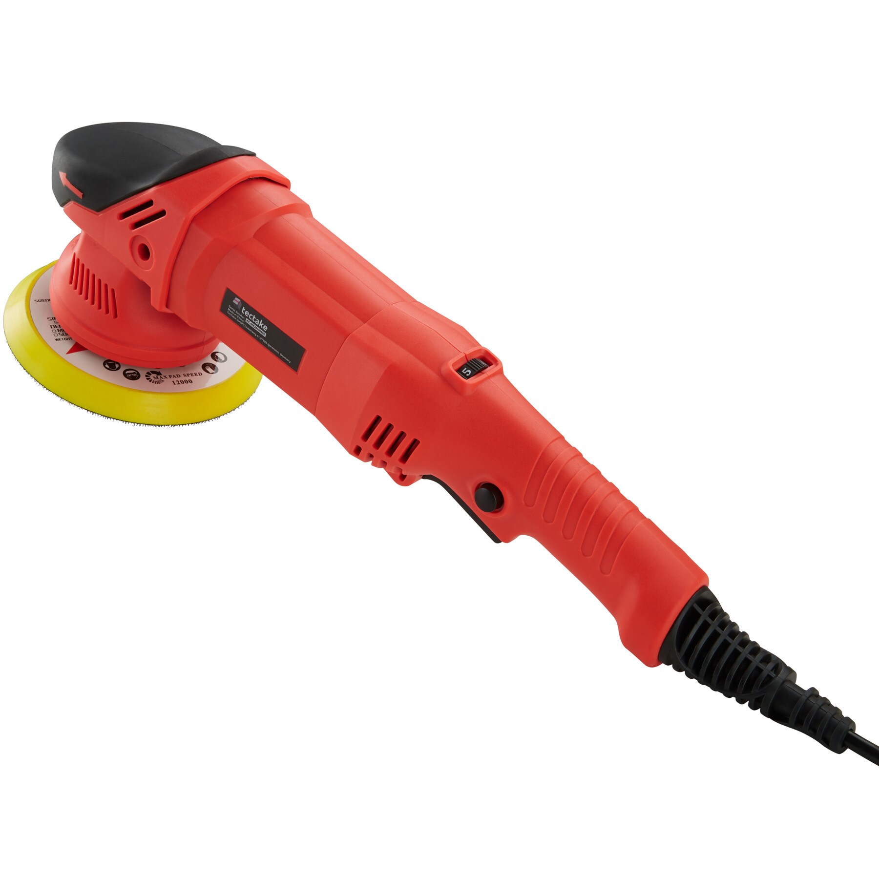 tectake® 3-teiliges Exzenter Poliermaschinen-Set, 710 W, mit Stabgriff, inklusive 2 Ersatzkohlen