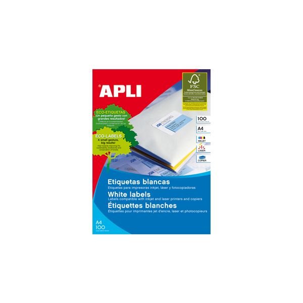 Etiquetas 99,1x67,7 Apli 100 Folhas A4 800un - APL02420