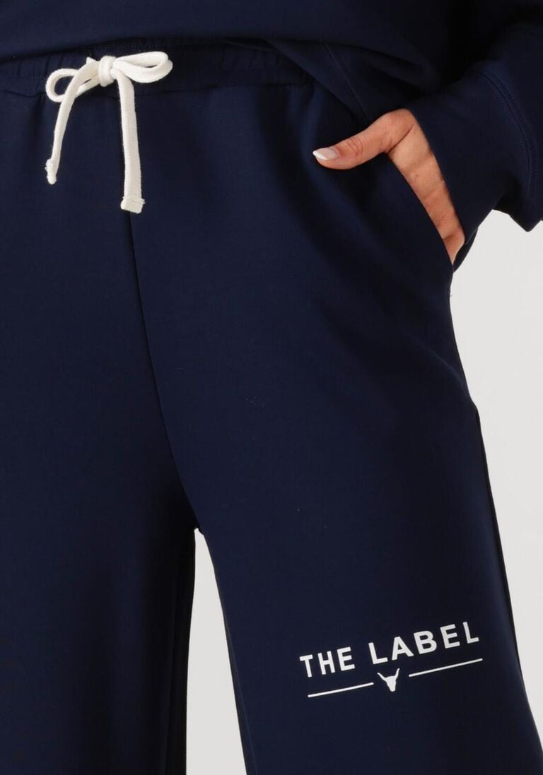 donkerblauwe alix the label wijde broek ladies knitted wide leg scuba pants