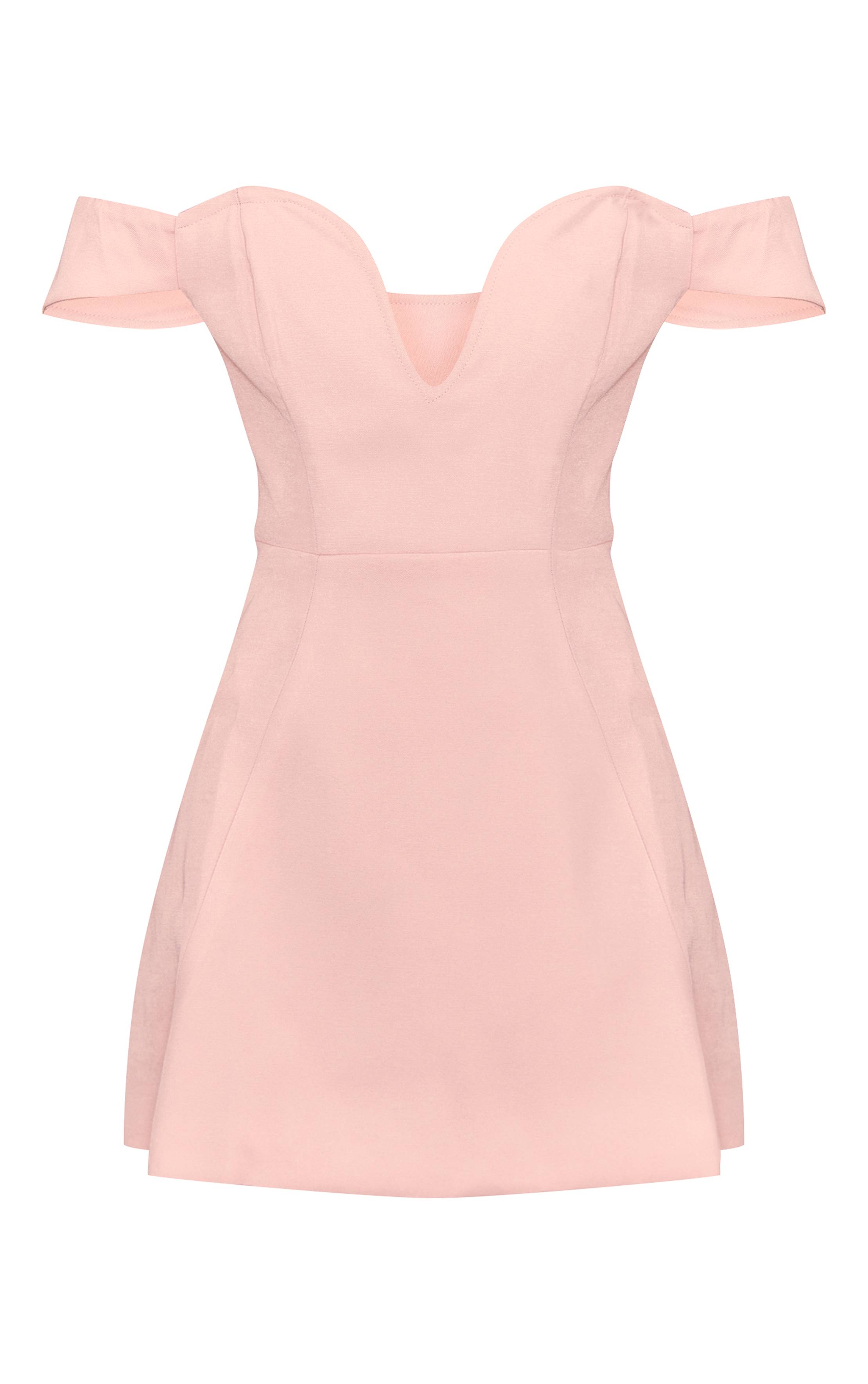 Pale Rose Robe Fourreau Premium À Encolure Bardot Structurée