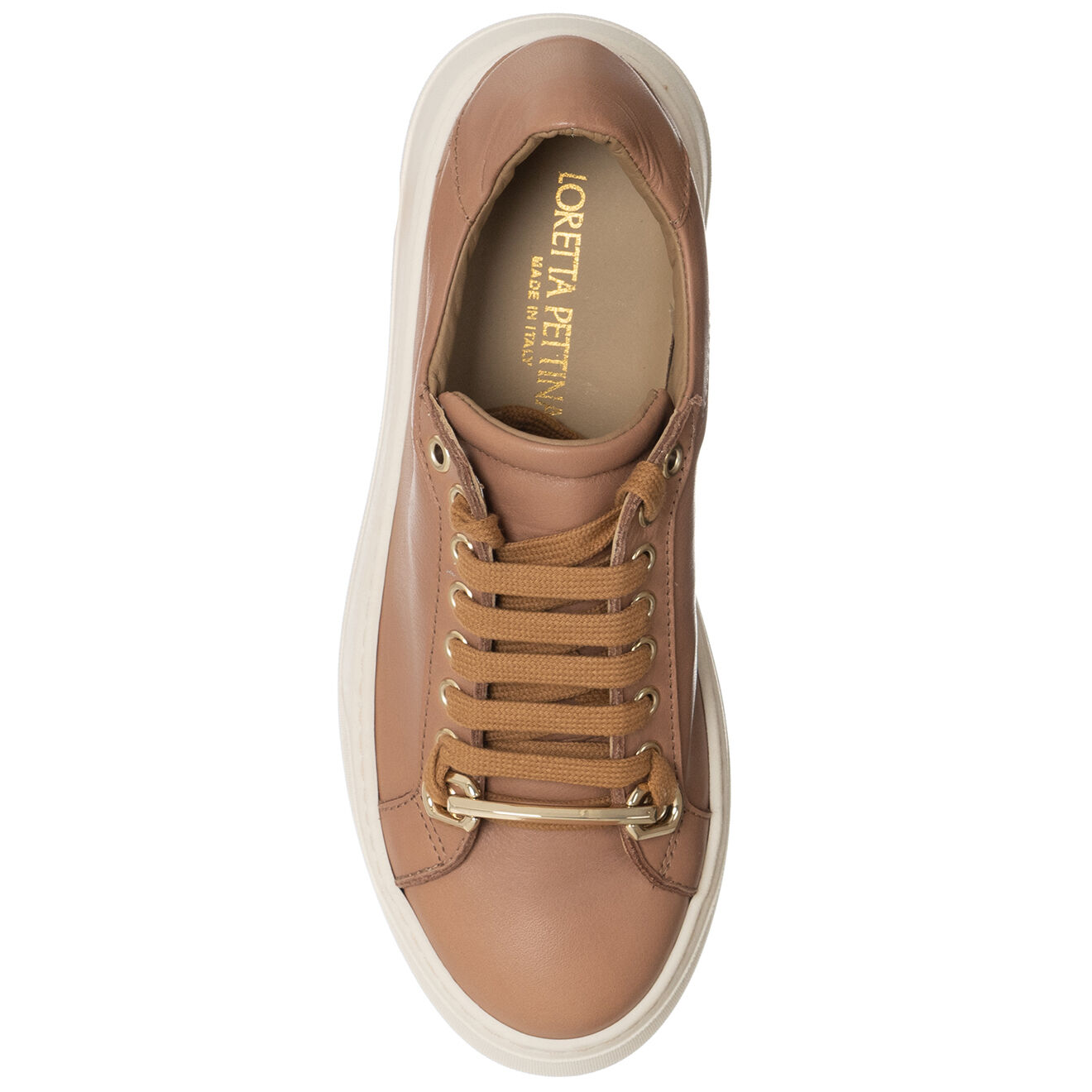 Loretta Pettinari Sneakers en Cuir Cameo beige/blanc