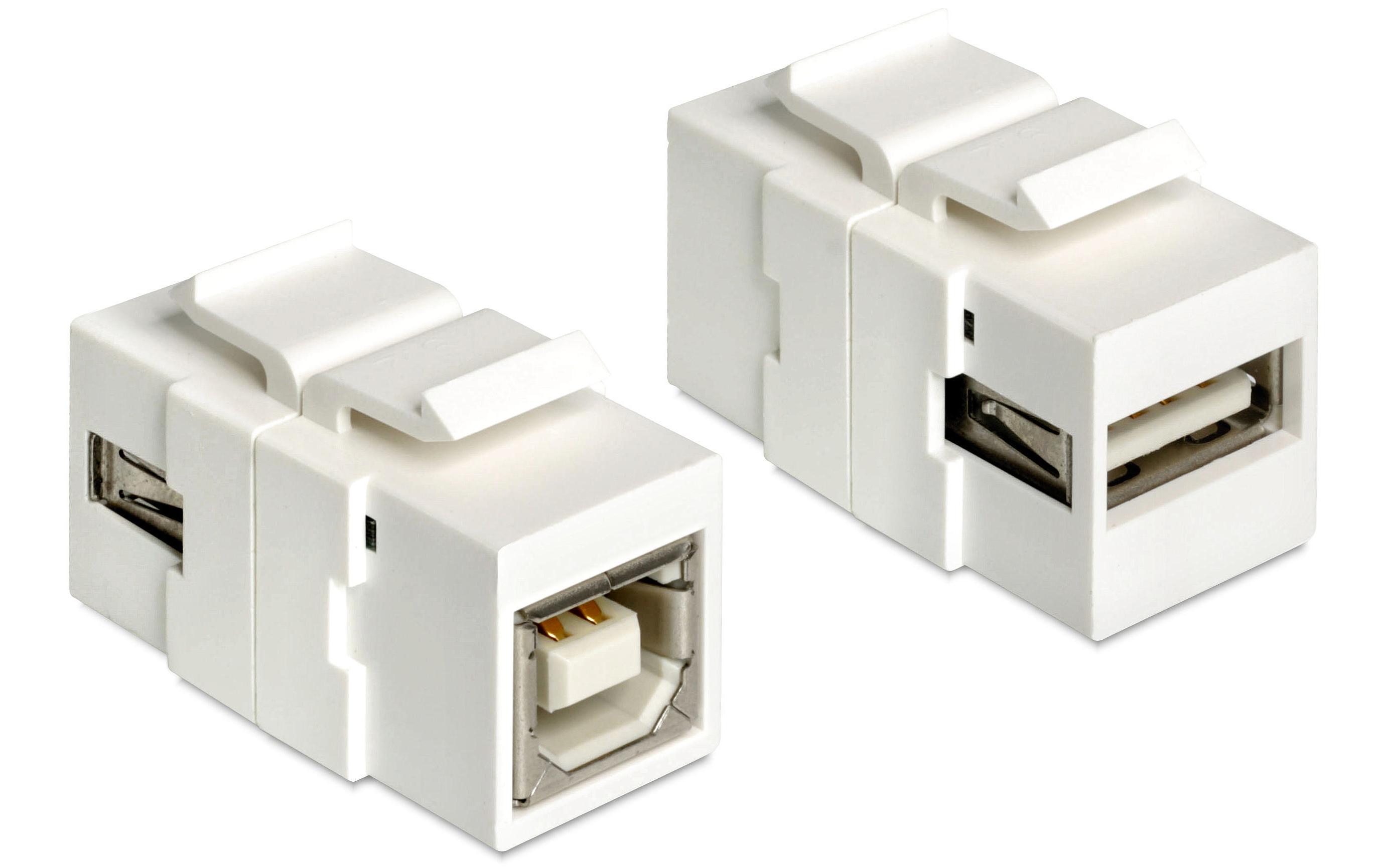 Keystone-Modul USB 2.0, A – B, (f-f) WeissDelock Keystone Modul USB 2.0 A Buchse > USB 2.0 B Buchse weiss
