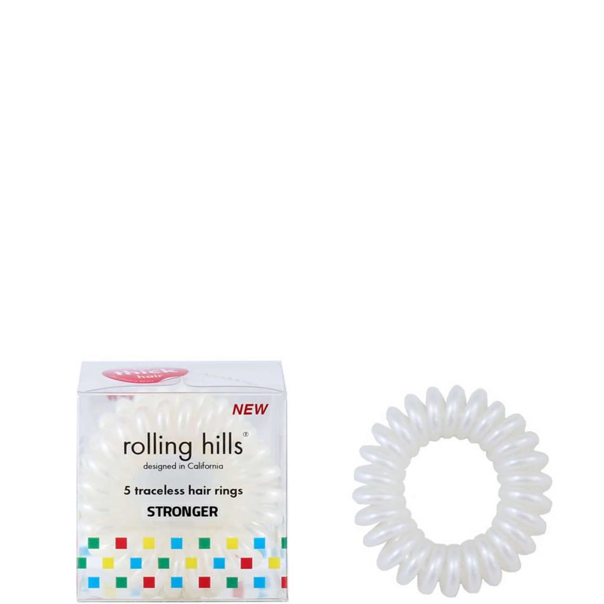 Rolling Hills Élastiques Résistants pour Cheveux - Blanc Effet Magique sans Traces