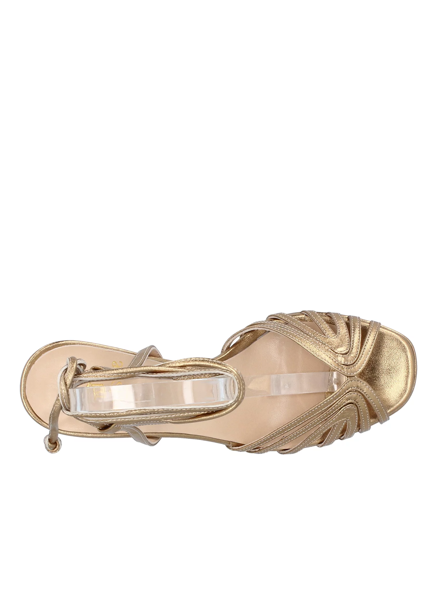 SANDALE LACETS PLATEAU CUIR PLATINE