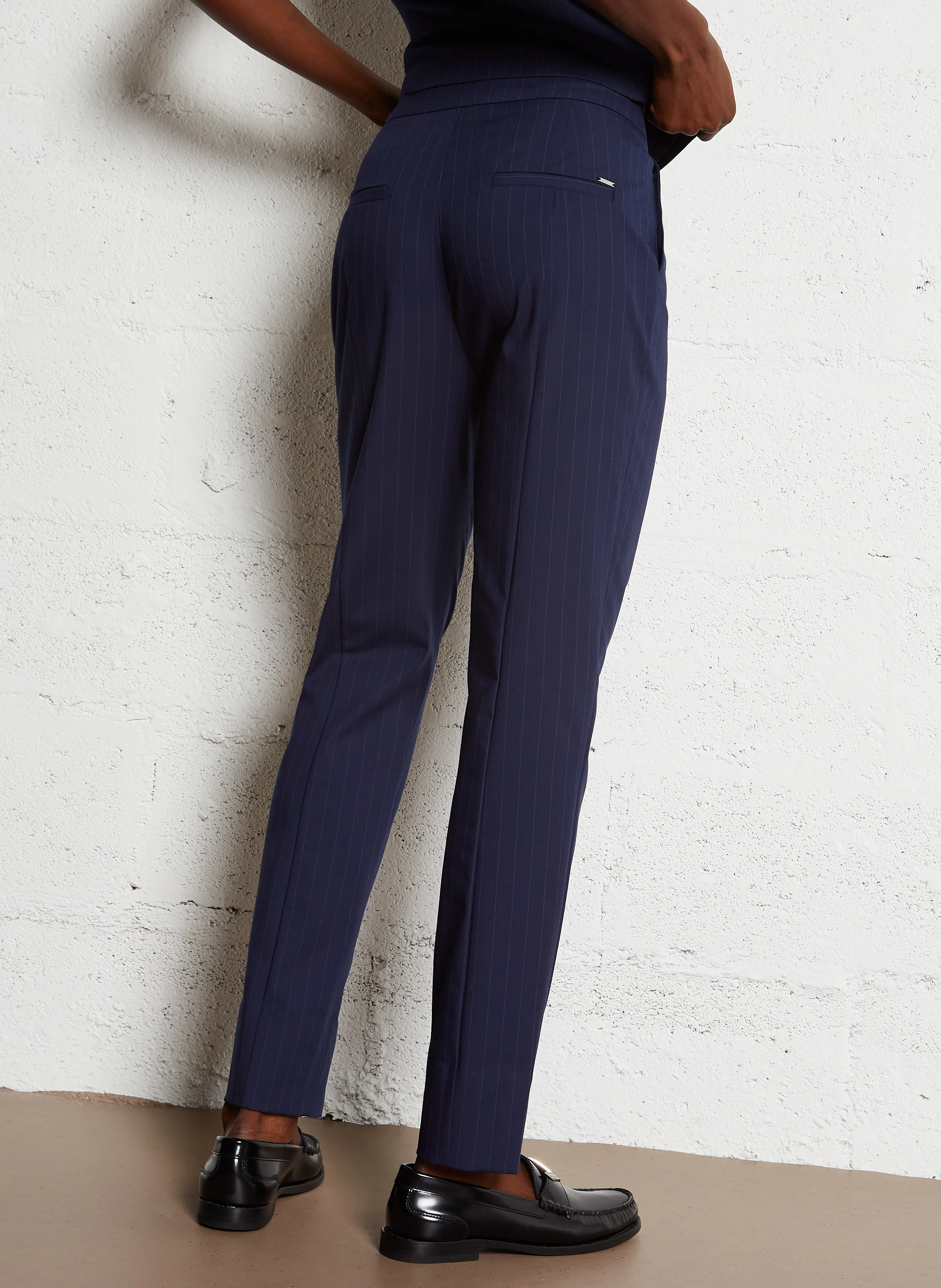 Pantalon slim à rayures | Bleu