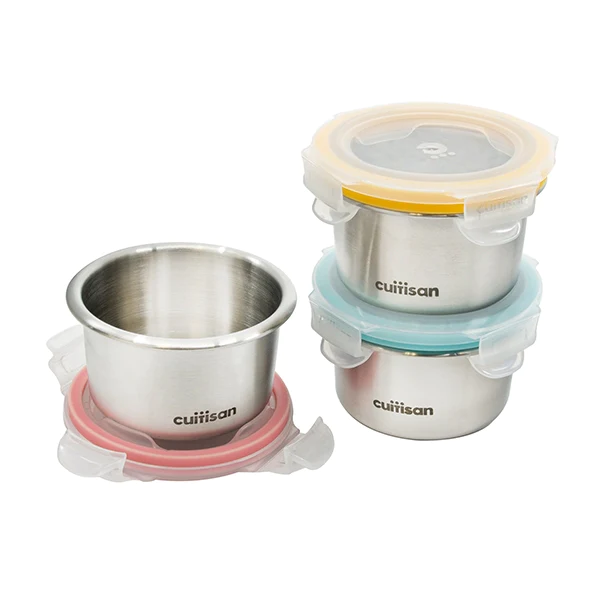 Lot 3 bols hermétiques en inox 200 ml compatibles micro-ondes Cuitisan
