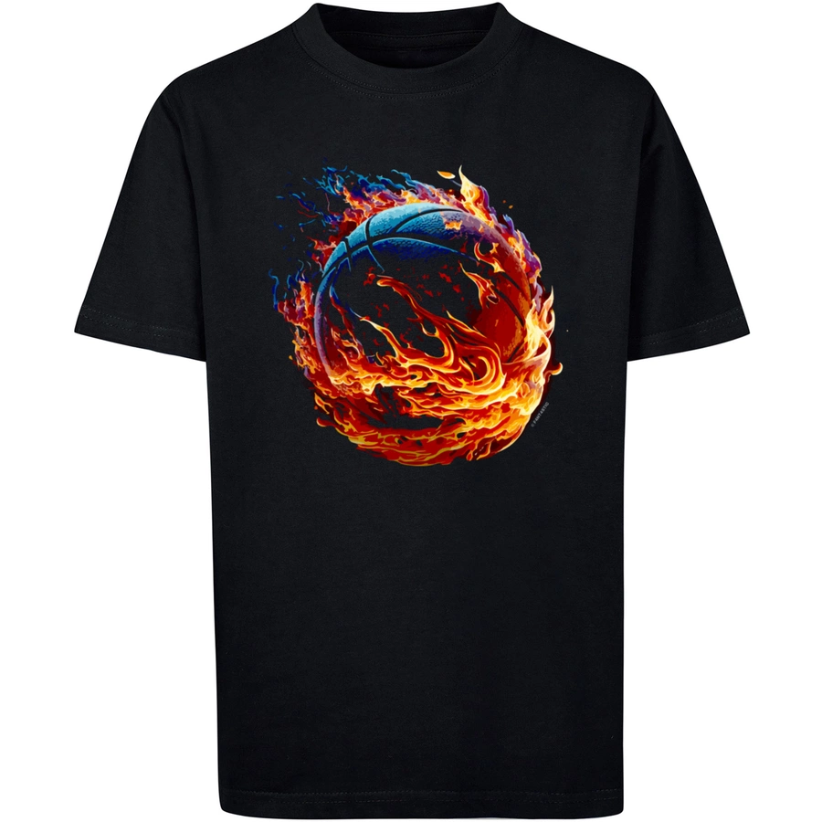 F4NT4STIC T-Shirt Basketball On Fire Sport schwarz