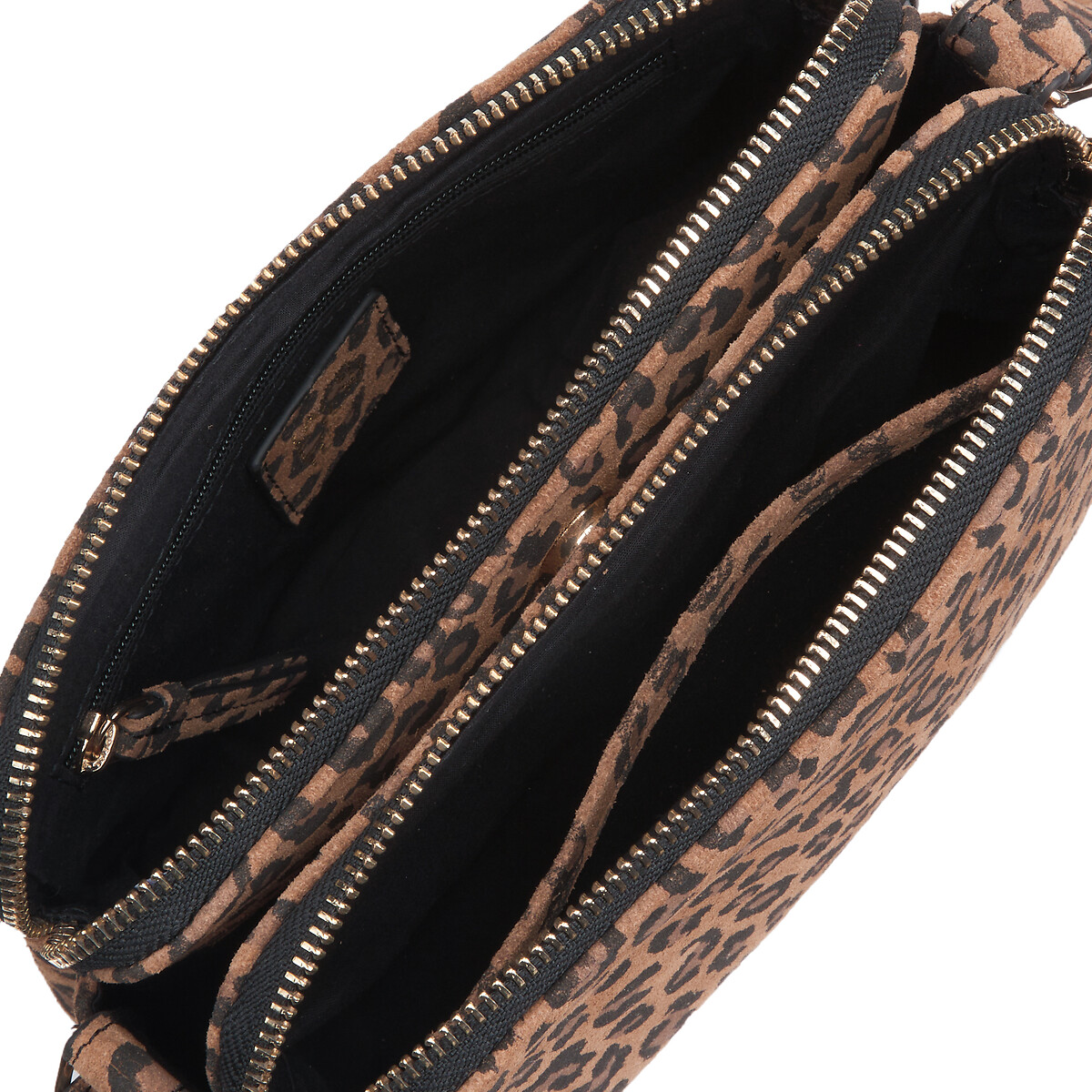 COLEÇÕES LA REDOUTE<br>Bolsa clutch em camurça com estampa de leopardo
