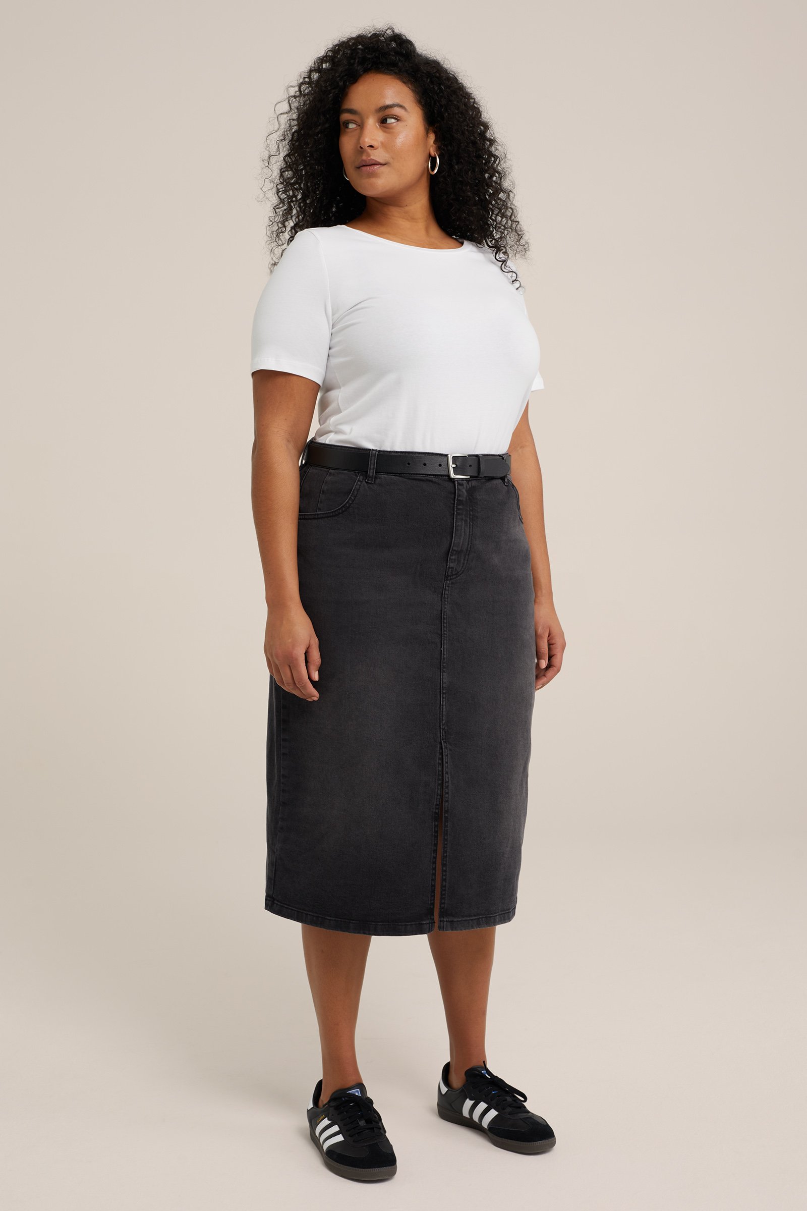 high rise denim rok - Curve Blue Ridge Donkergrijs