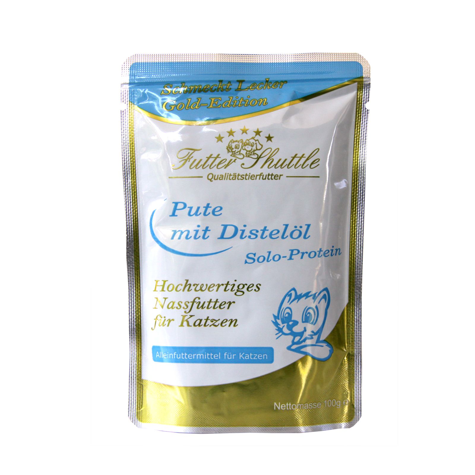 Katzen Nassfutter Beutel Gold Edition Pute pur mit Distelöl