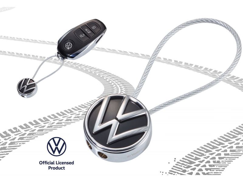 Troika Schlüsselanhänger VW Loop Schwarz / Silber Schlüsselanhänger mit dem Volkswagen-Logo