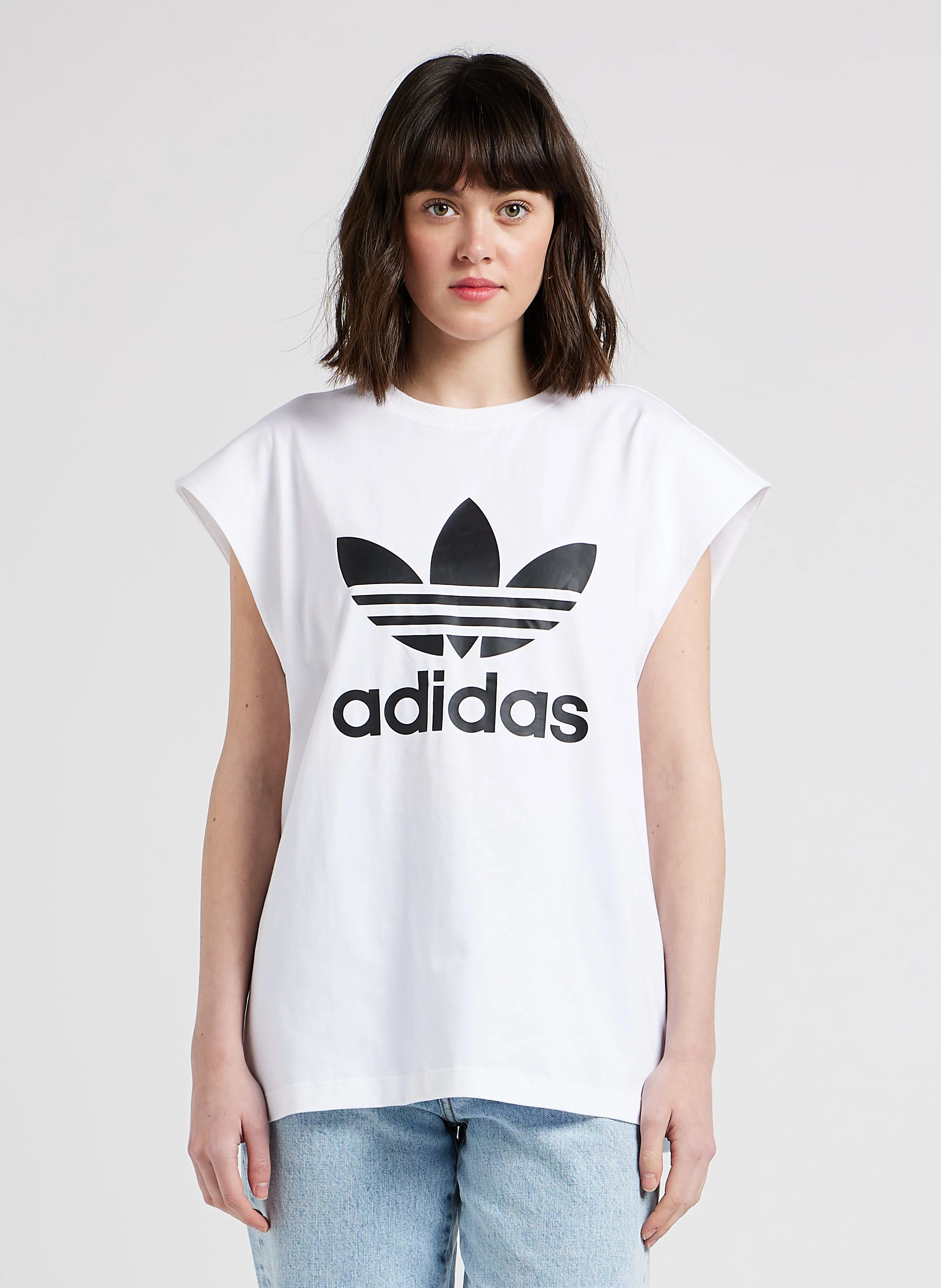 Tee-shirt col rond logo sérigraphié en coton| Blanc
