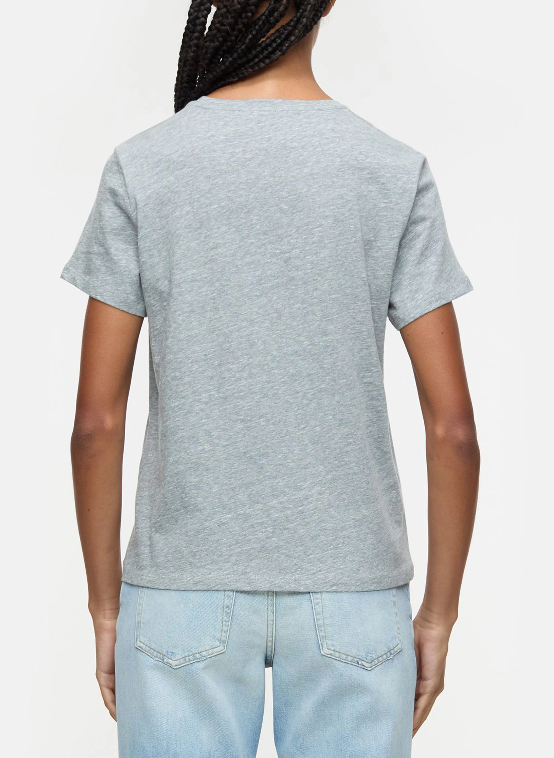 Tee-shirt col rond en coton mélangé | Gris