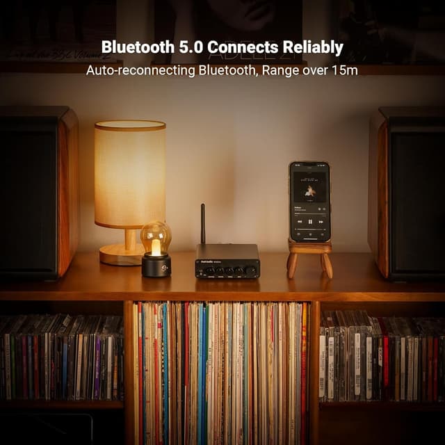 Fosi Audio Hi-Fi Bluetooth 5.0 Stereo Audio Receiver Forstærker 2.1 Channel Mini Class D Integreret Amp 2X165W